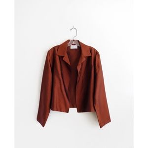 Dusan Rust Sienna Silk Open Front Jacket sz L